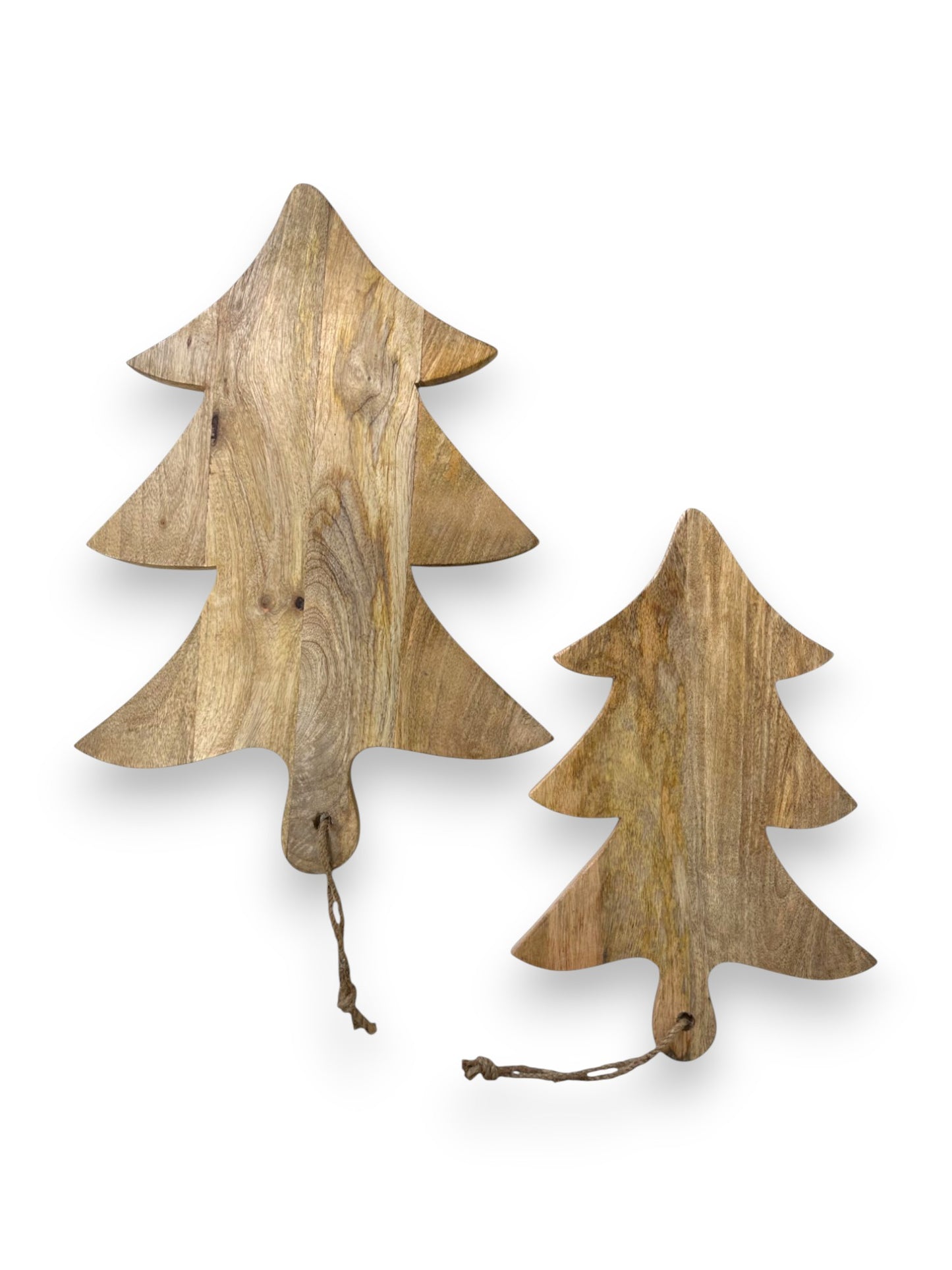 Mangohouten borrelplank kerstboom groot en klein, naast elkaar – gepersonaliseerd cadeau voor feestdagen