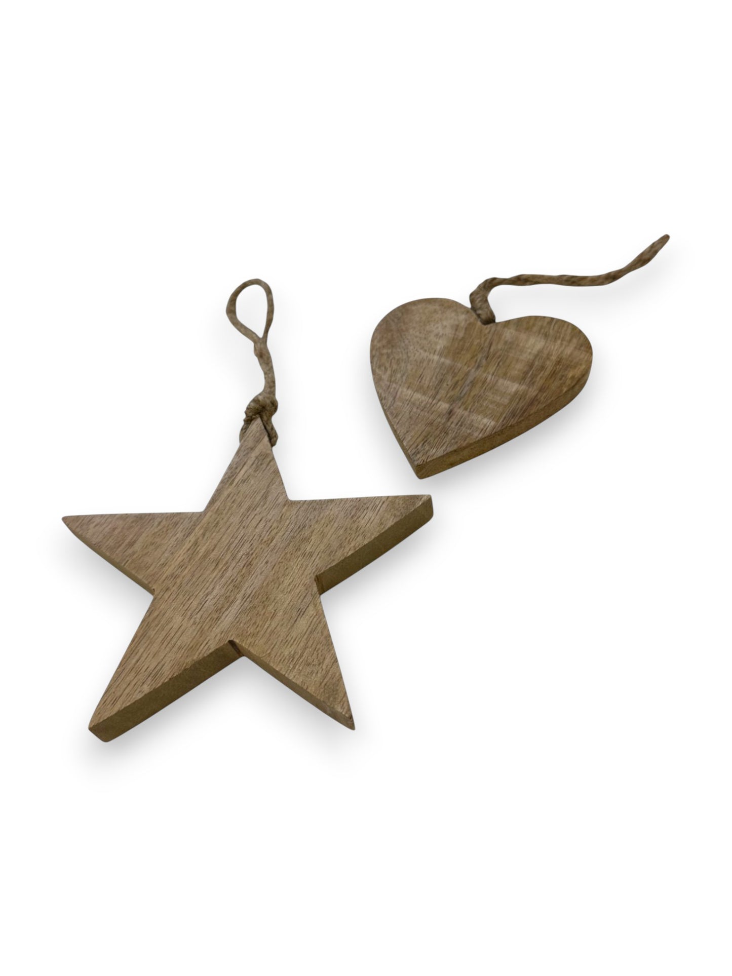 Mangohouten hart en ster hanger – gepersonaliseerd cadeau voor speciale momenten