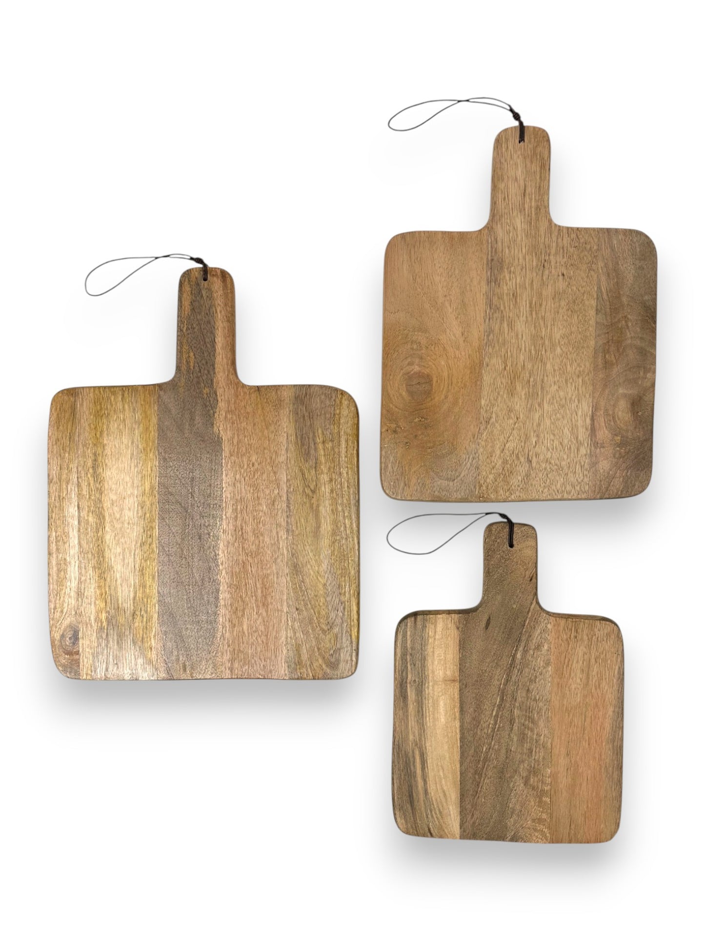 Mangohouten vierkante borrelplank groot, middel en klein – gepersonaliseerd cadeau en borrelplank