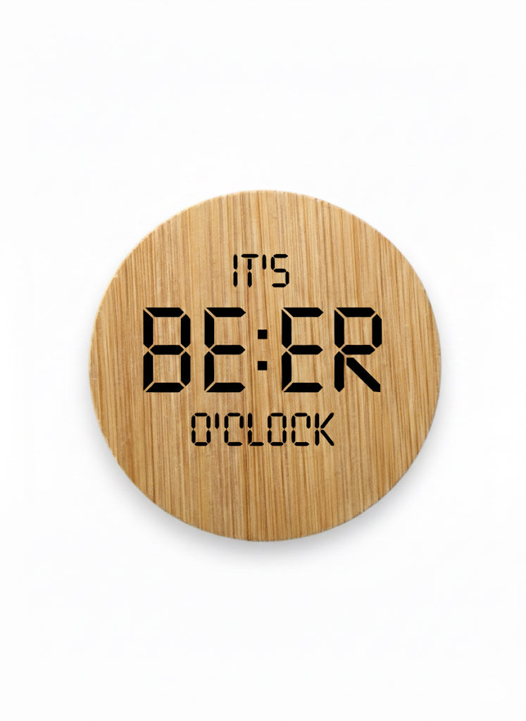 Bamboe ronde flesopener – gegraveerd- gepersonaliseerd cadeau en borrelaccessoire