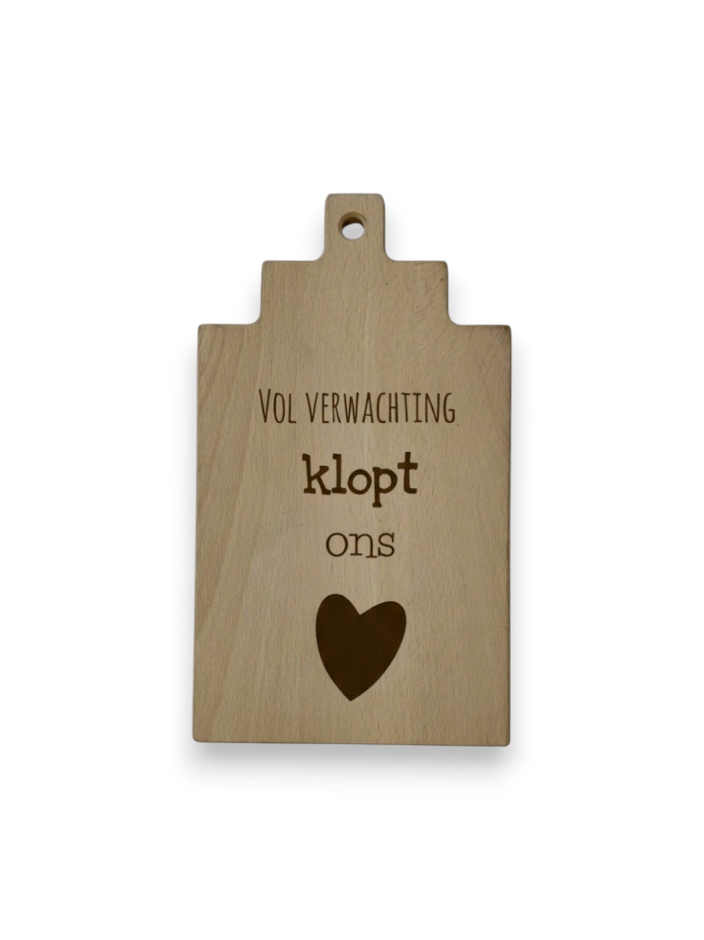 Beukenhouten borrelplank huis  – gegraveerd - gepersonaliseerd cadeau voor een housewarming