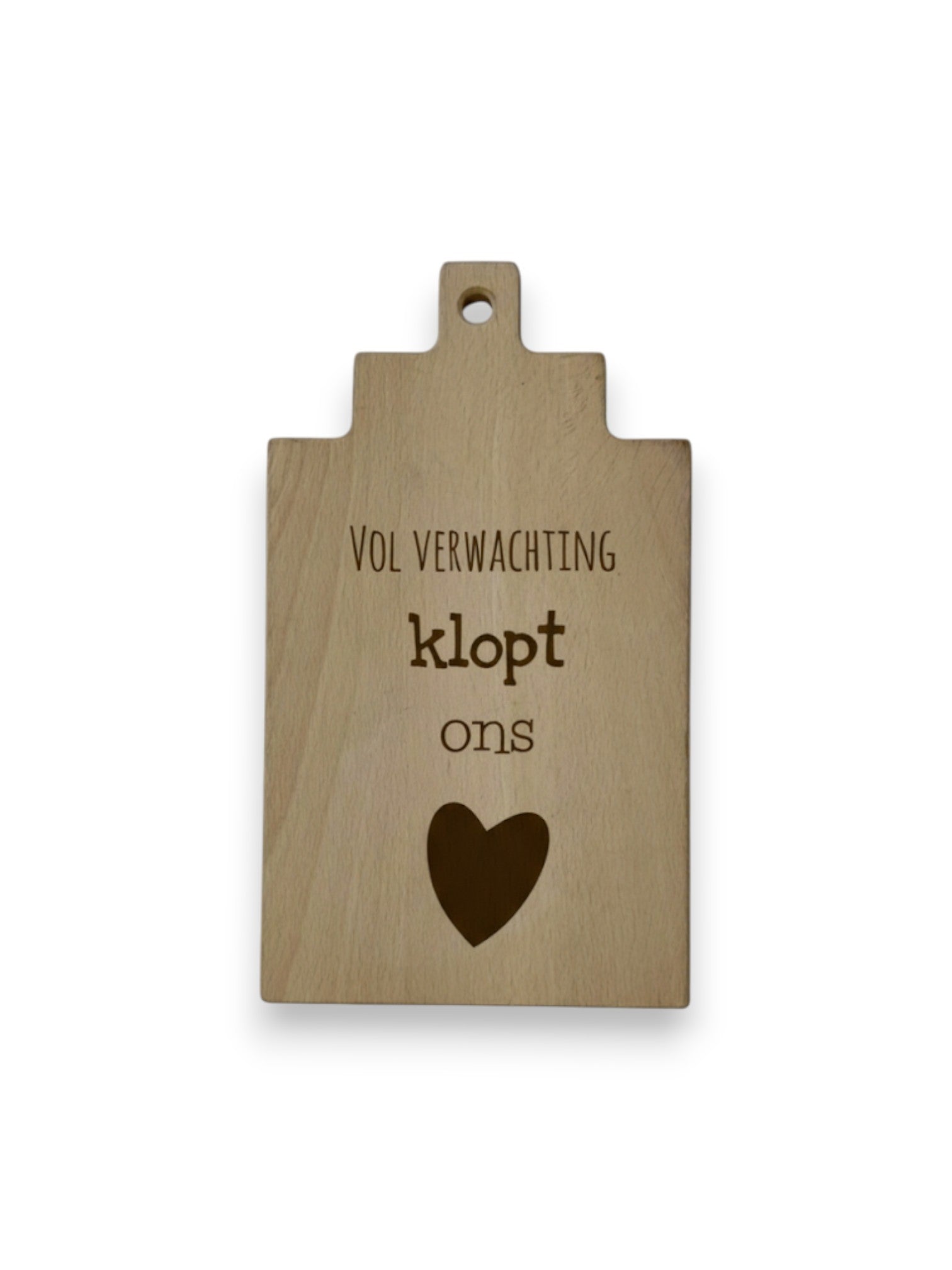 Beukenhouten borrelplank huis  – gegraveerd - gepersonaliseerd cadeau voor een housewarming