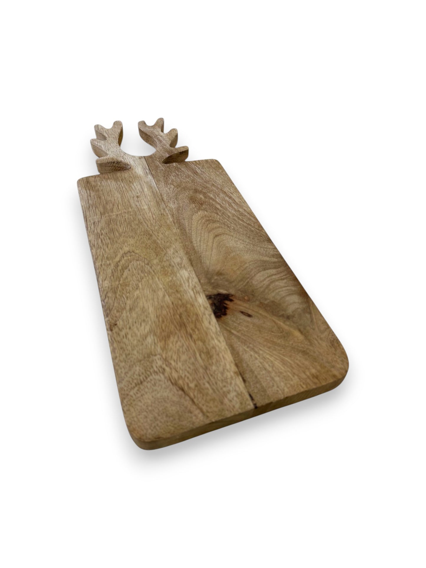 Mangohouten borrelplank met gewei – gepersonaliseerd cadeau 