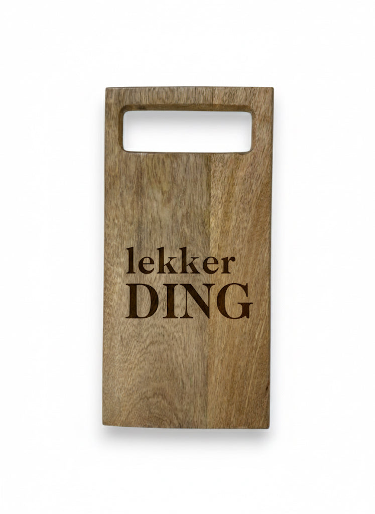 Mangohouten rechthoekige borrelplank met handgreep – gegraveerd-  gepersonaliseerd cadeau en borrelplank