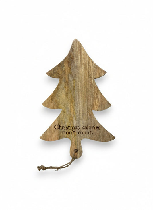 Mangohouten borrelplank kerstboom klein – gegraveerd - gepersonaliseerd cadeau voor feestdagen