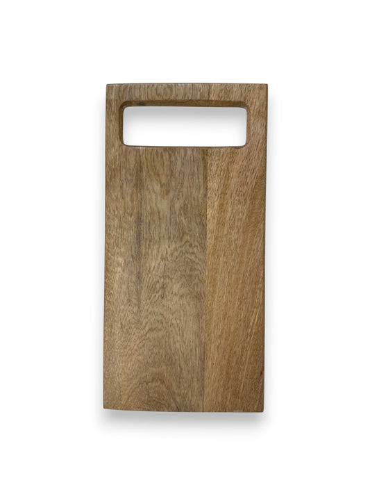 Mangohouten rechthoekige borrelplank met handgreep – gepersonaliseerd cadeau en borrelplank