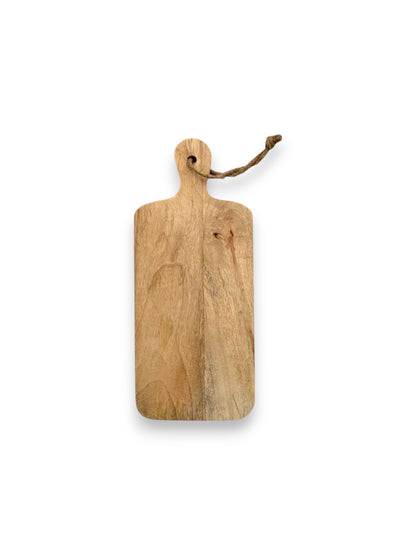 Mangohouten rechthoekige borrelplank klein – gepersonaliseerd cadeau met eigen tekening
