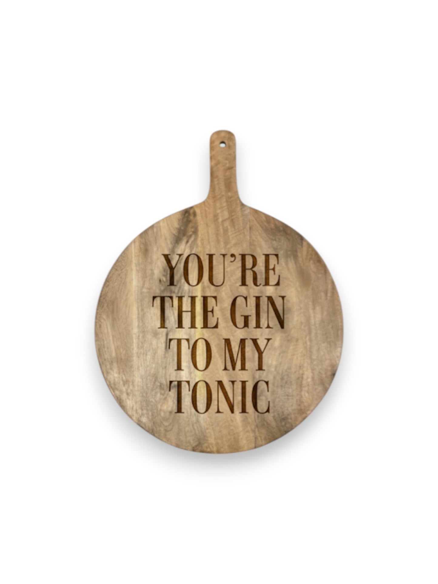 Mangohouten ronde borrelplank groot – gegraveerd - gepersonaliseerd cadeau en borrelplank