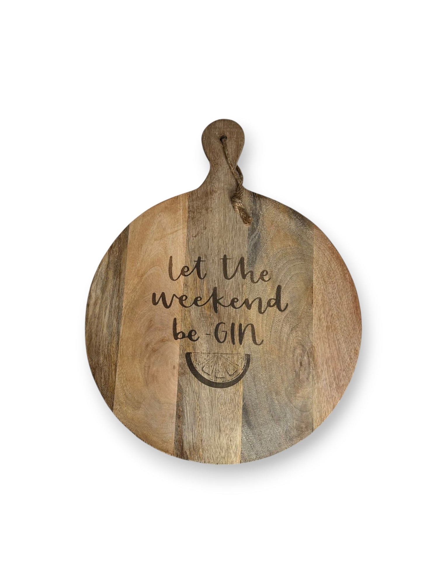 Mangohouten ronde borrelplank middel – gegraveerd - gepersonaliseerd cadeau en borrelplank
