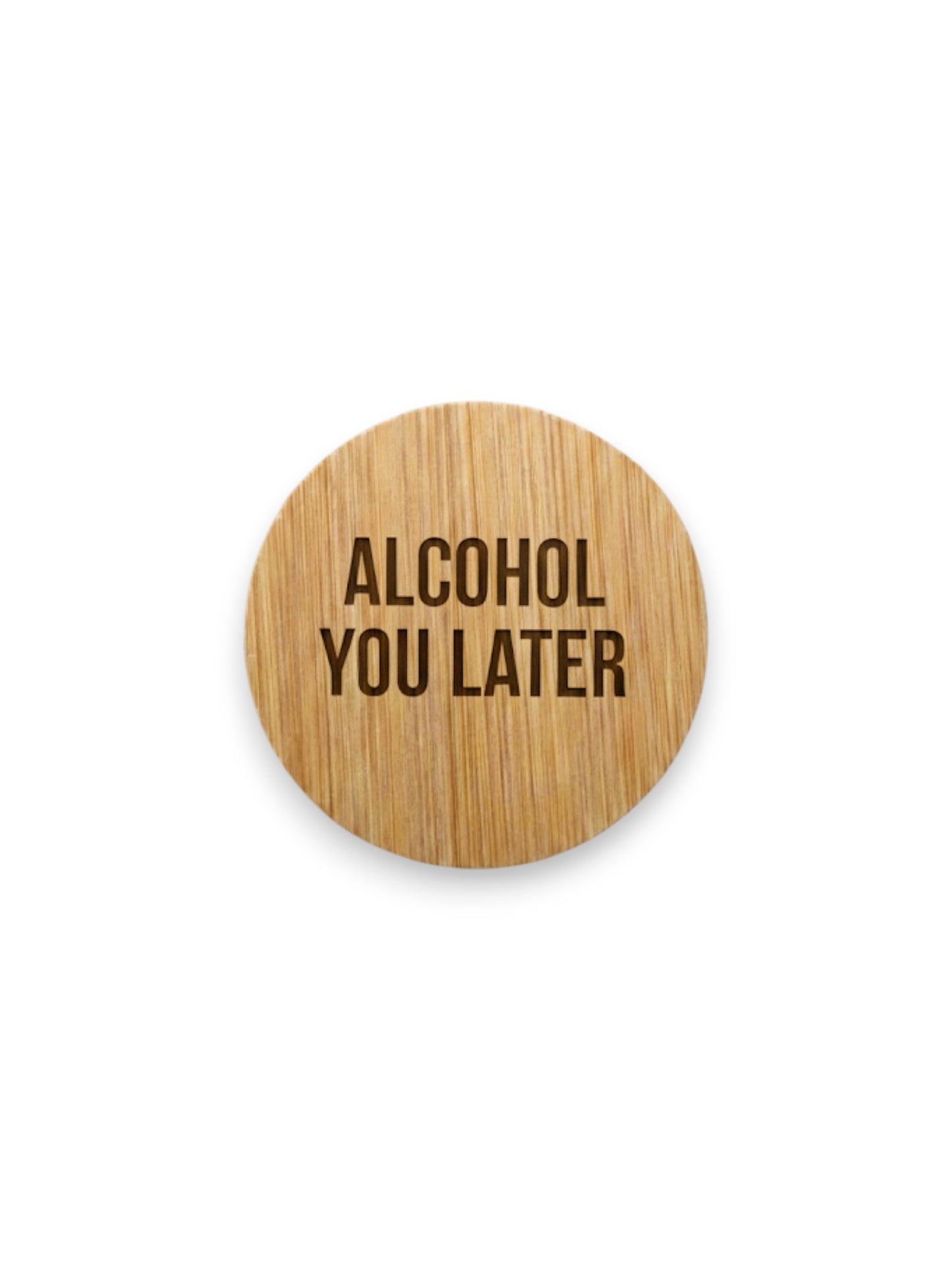 Bamboe ronde flesopener – gegraveerd- gepersonaliseerd cadeau en borrelaccessoire