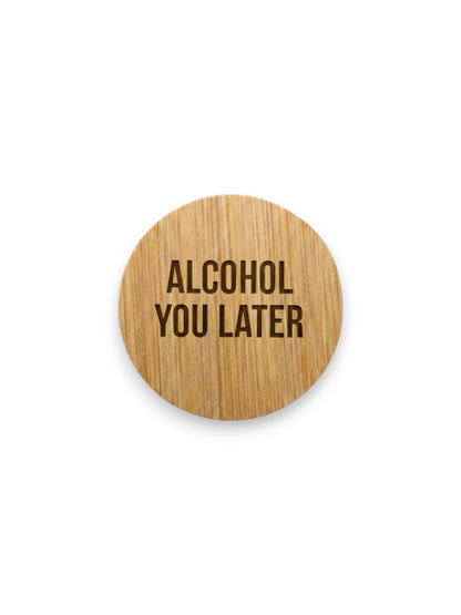 Bamboe ronde flesopener – gegraveerd- gepersonaliseerd cadeau en borrelaccessoire