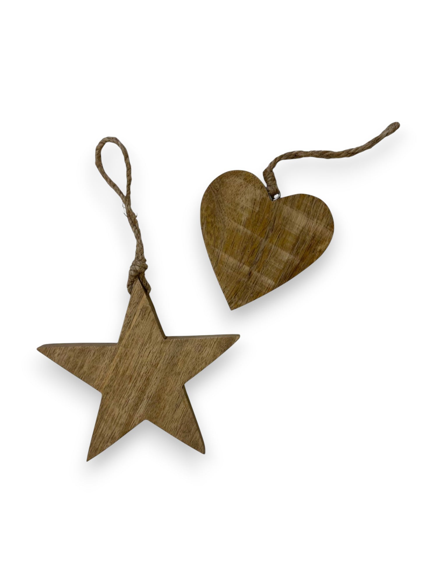 Mangohouten hart en ster hanger – gepersonaliseerd cadeau voor speciale momenten