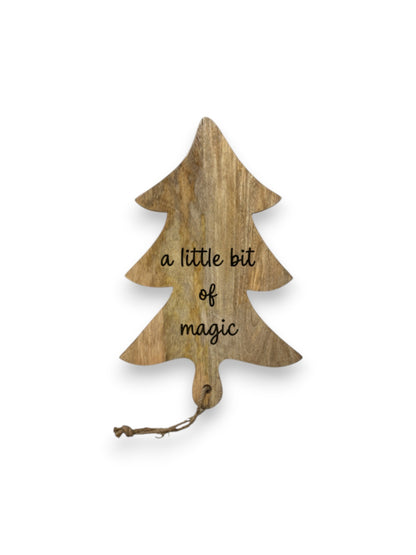 Mangohouten borrelplank kerstboom klein – gegraveerd - gepersonaliseerd cadeau voor feestdagen