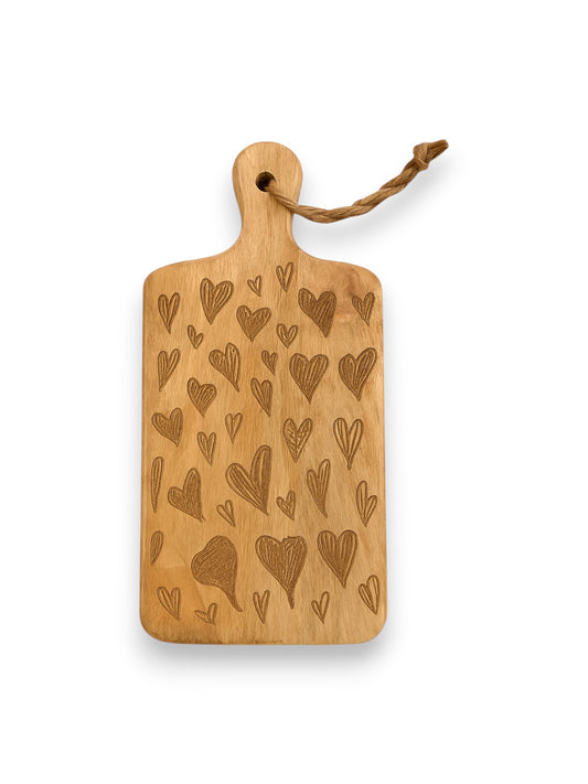 Mangohouten borrelplank rechthoek klein – gegraveerd - gepersonaliseerd cadeau met eigen tekening