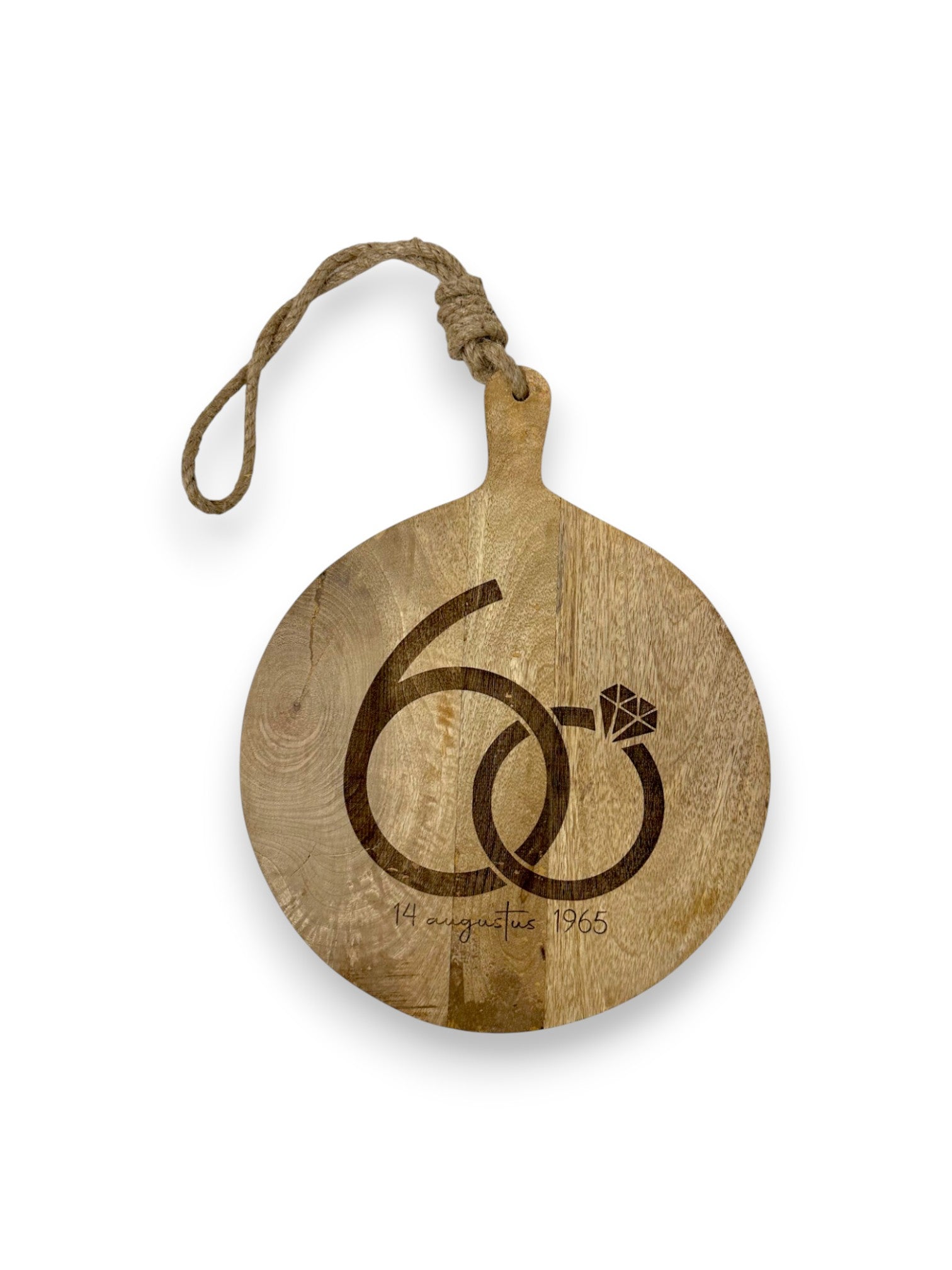 Mangohouten borrelplank klein – met garvering - gepersonaliseerd cadeau met persoonlijke lijntekening