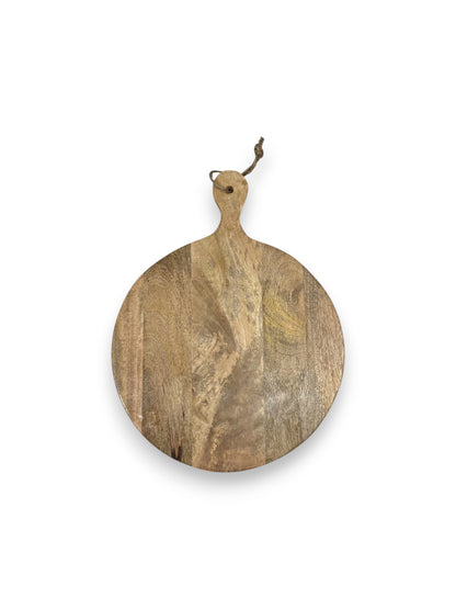 Mangohouten ronde borrelplank middel – gepersonaliseerd cadeau en borrelplank
