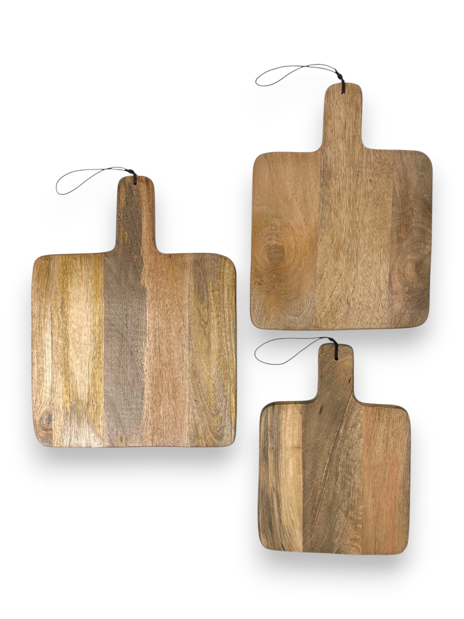 Mangohouten vierkante borrelplank groot, middel en klein – gepersonaliseerd cadeau en borrelplank