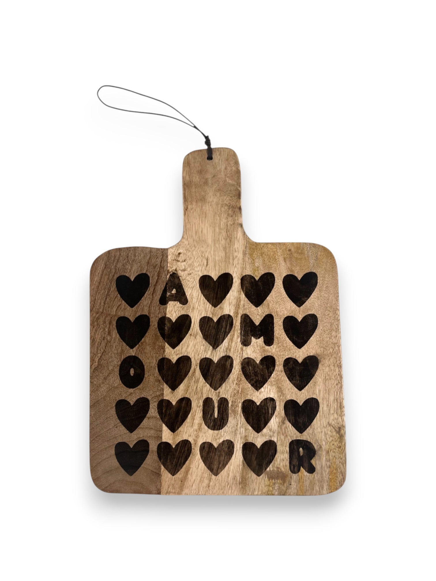 Mangohouten vierkante borrelplank middel –  met gravering - gepersonaliseerd cadeau en borrelplank