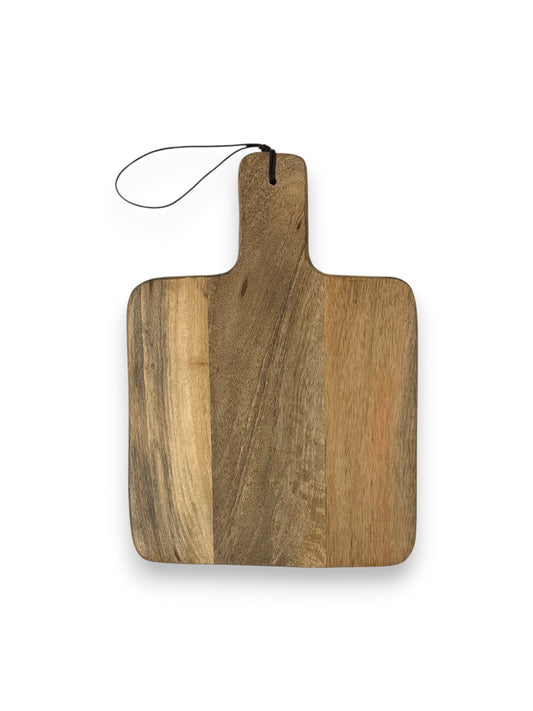 Mangohouten vierkante borrelplank middel – gepersonaliseerd cadeau en borrelplank