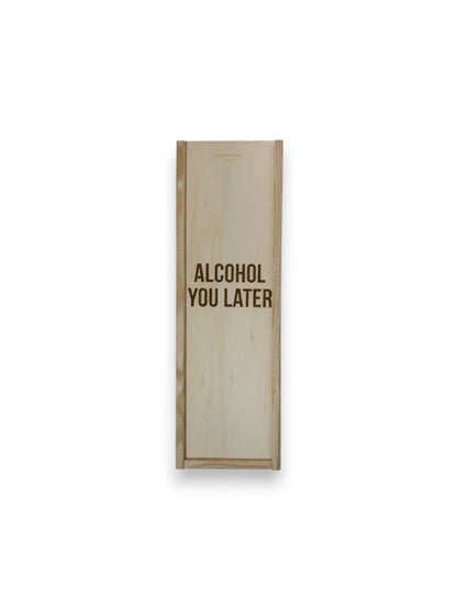 Vurenhouten wijnkist met 1 vak – gegraveerd - gepersonaliseerd cadeau en wijn accessoire